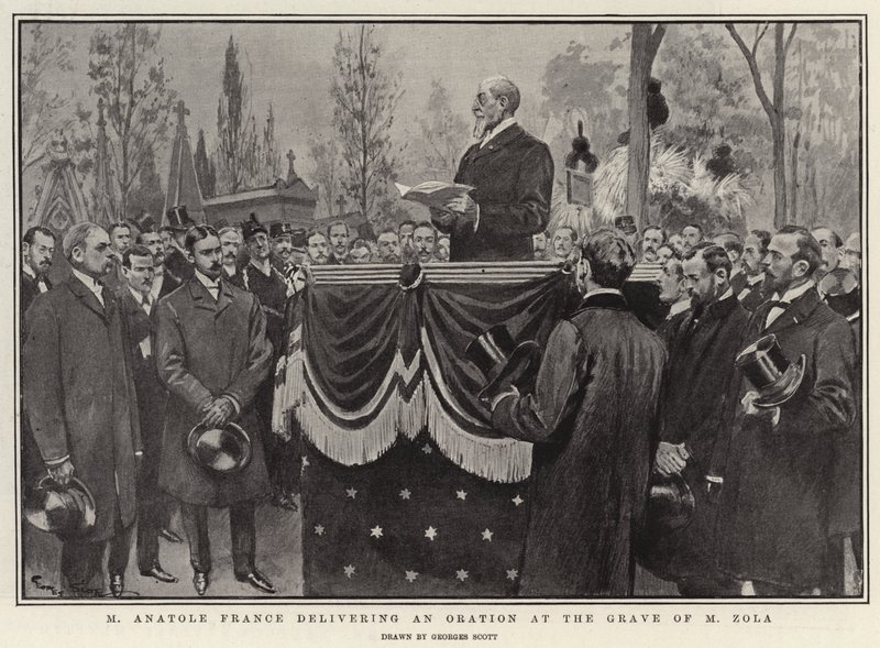 M Anatole France pronunciando un discurso en la tumba de M Zola de Georges Bertin Scott