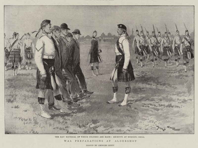 Preparativos de guerra en Aldershot de Georges Bertin Scott