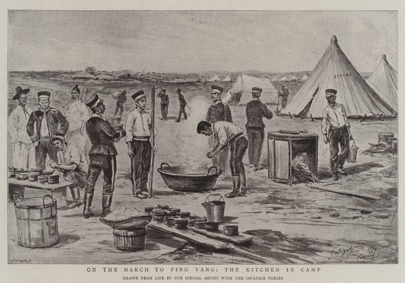 En Marcha hacia Ping Yang, la Cocina en el Campamento de Georges Ferdinand Bigot