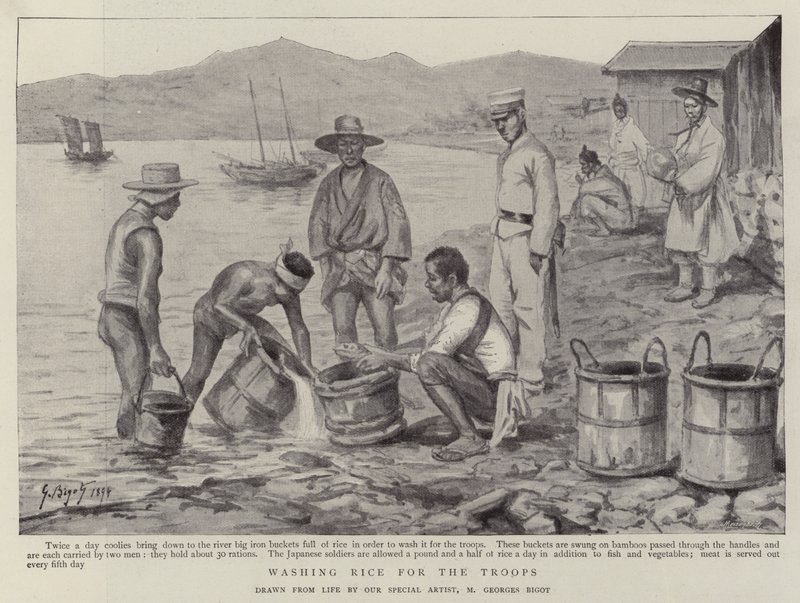 Lavando arroz para las tropas de Georges Ferdinand Bigot