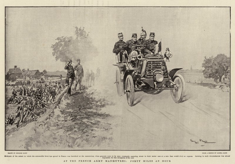En las maniobras del ejército francés, cuarenta millas por hora de Georges Bertin Scott