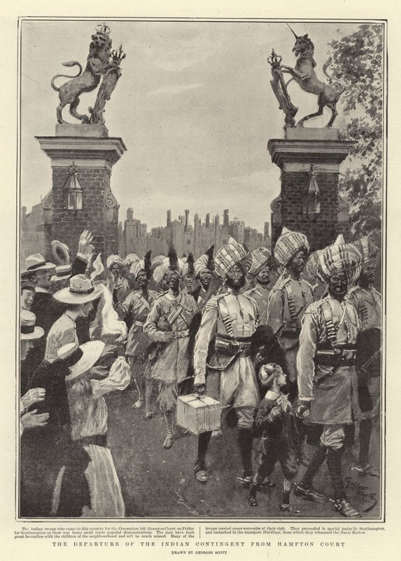 La partida del contingente indio de Hampton Court de Georges Bertin Scott