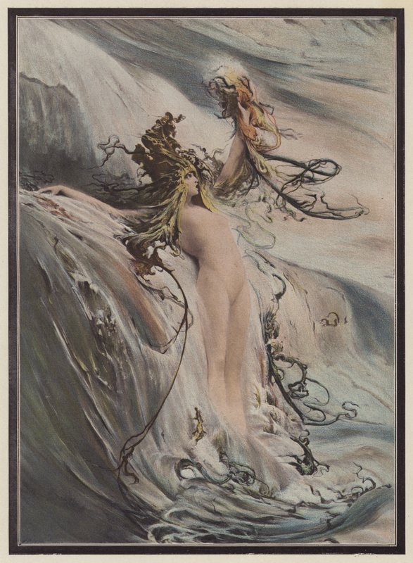 La gran ola (litografia en color) de Georges Clairin
