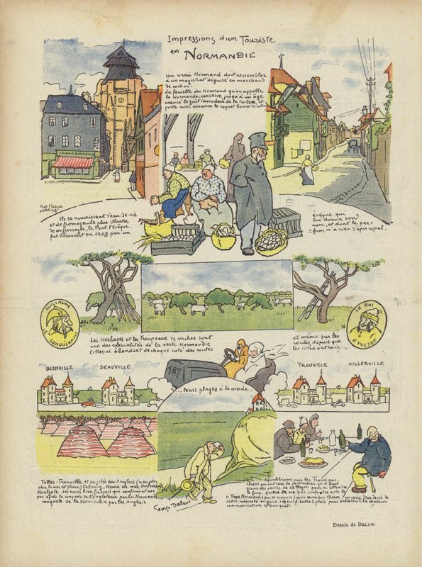 Impresiones de un turista en Normandía. Ilustración para Le Rire de Georges Delaw