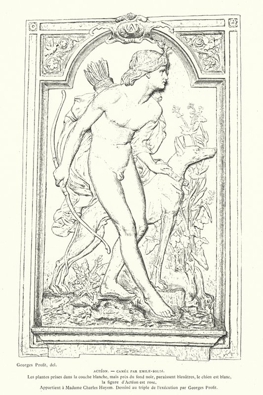 Acteón, héroe de la mitología griega, camafeo del escultor francés Emile Soldi de Georges Ernest Profit