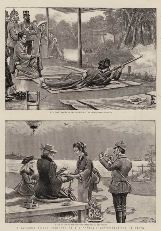 Un Bisley Japonés, Bocetos en el Festival Anual de Tiro en Kioto de Georges Ferdinand Bigot