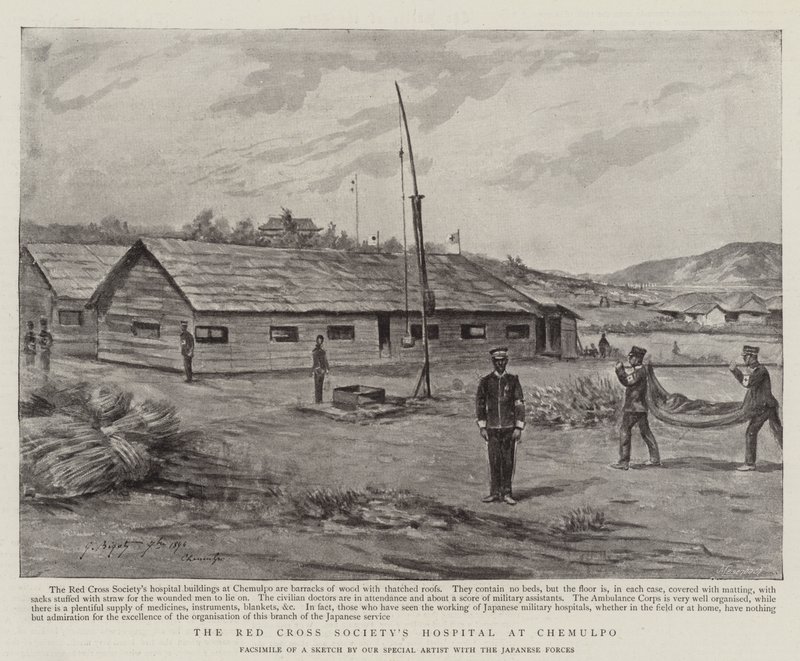 El hospital de la Sociedad de la Cruz Roja en Chemulpo de Georges Ferdinand Bigot