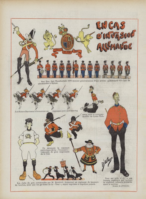 En caso de una invasión alemana. Ilustración para Le Rire de Georges d 1878 1937 Ostoya