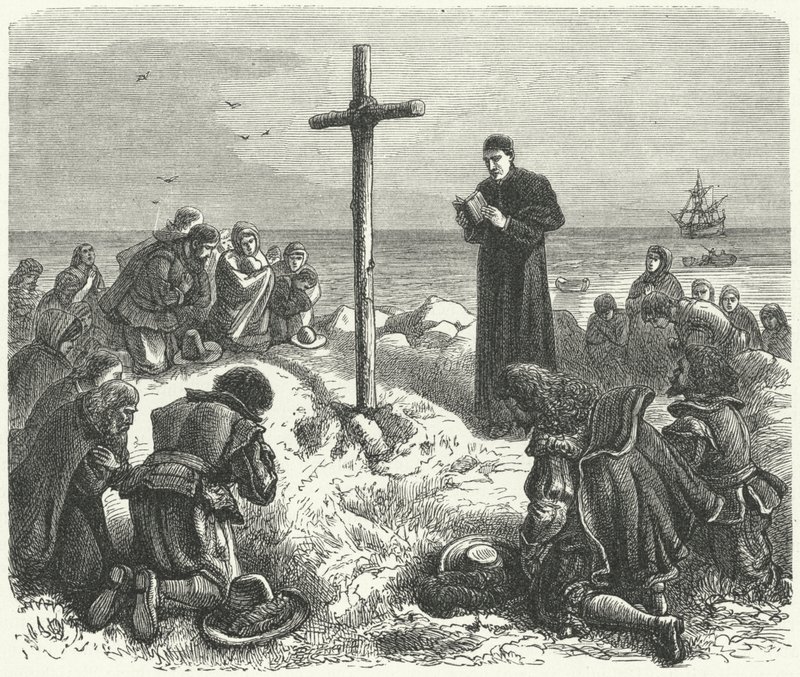 Desembarco de los Padres Peregrinos en Nueva Inglaterra, 1620 de German School