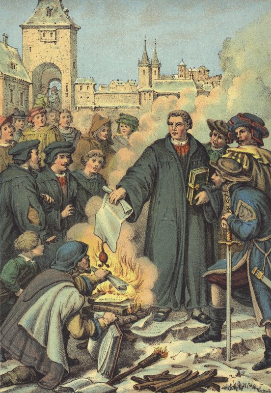 Lutero quema las bulas papales, Wittenberg, 10 de diciembre de 1520 de German School