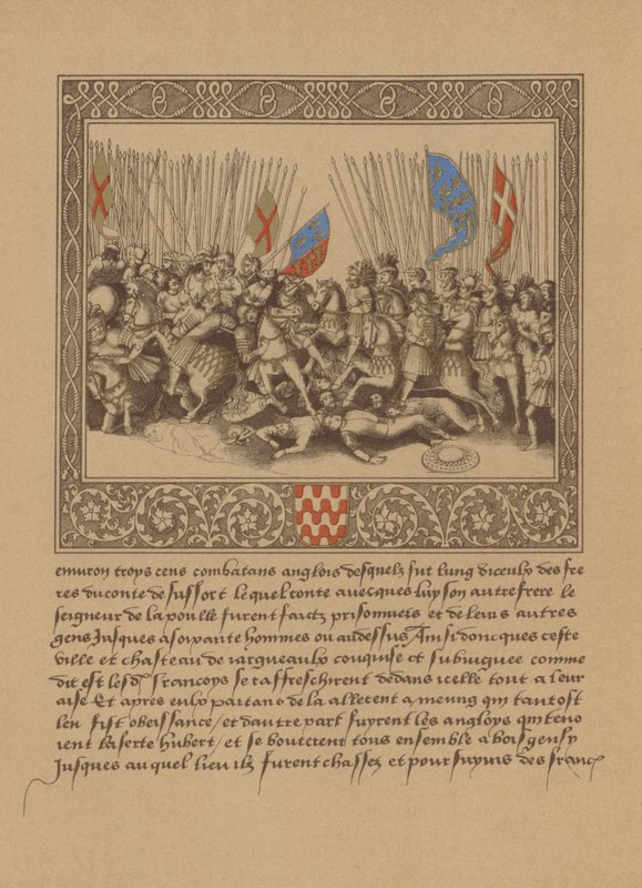 Una página de un manuscrito francés del siglo XVI que representa una escena de las Crónicas de Froissart de German School