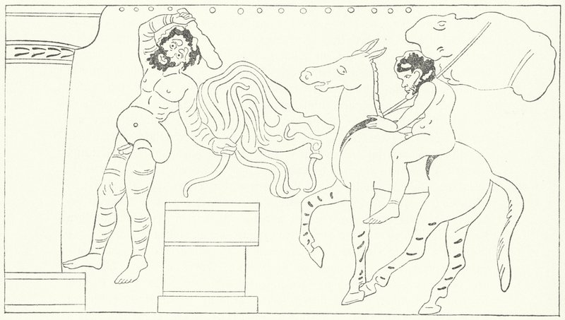 Una escena de Las Ranas, una obra del dramaturgo griego Aristófanes de German School