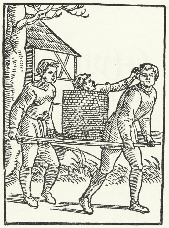 Xilografía de una escena de la historia de Till Eulenspiegel (grabado) de German School