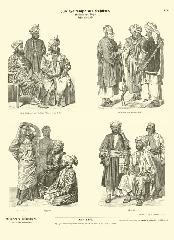 Trajes afganos, siglo XIX de German School