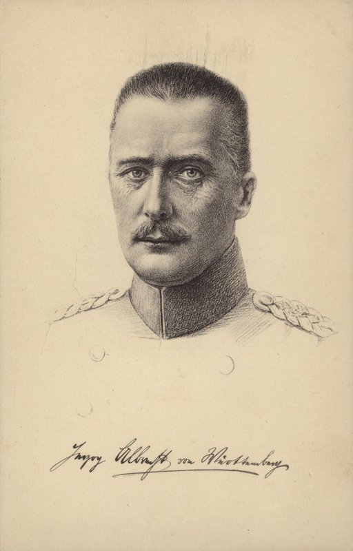 Albrecht, duque de Wurtemberg, príncipe y general alemán de la Primera Guerra Mundial (litografía) de German School