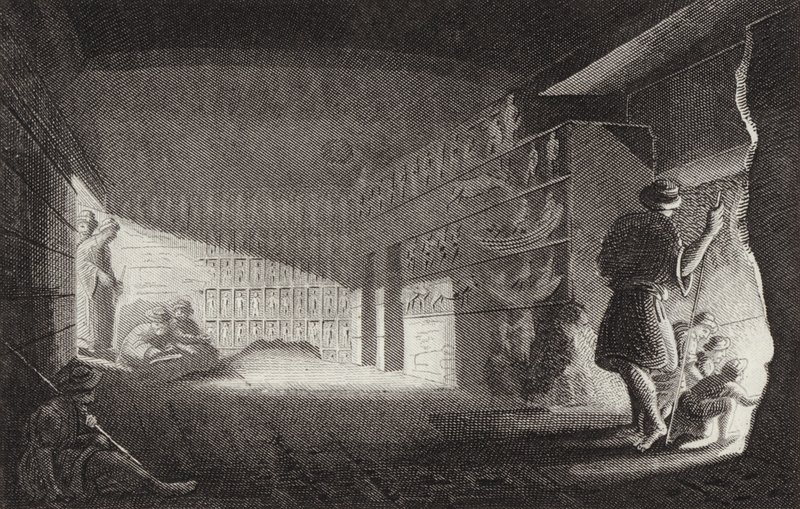Capilla rupestre del Antiguo Egipto, Gebel el-Silsila. Ilustración para Bilder-Atlas de German School