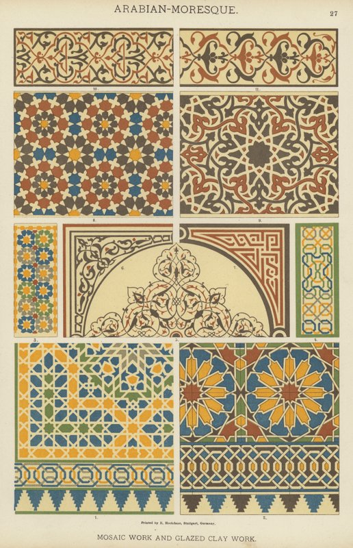 Árabe-morisco, trabajo en mosaico y arcilla vidriada de German School