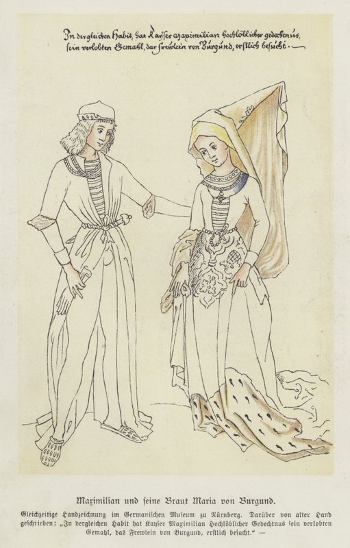Archiduque Maximiliano de Austria y su novia, María de Borgoña de German School