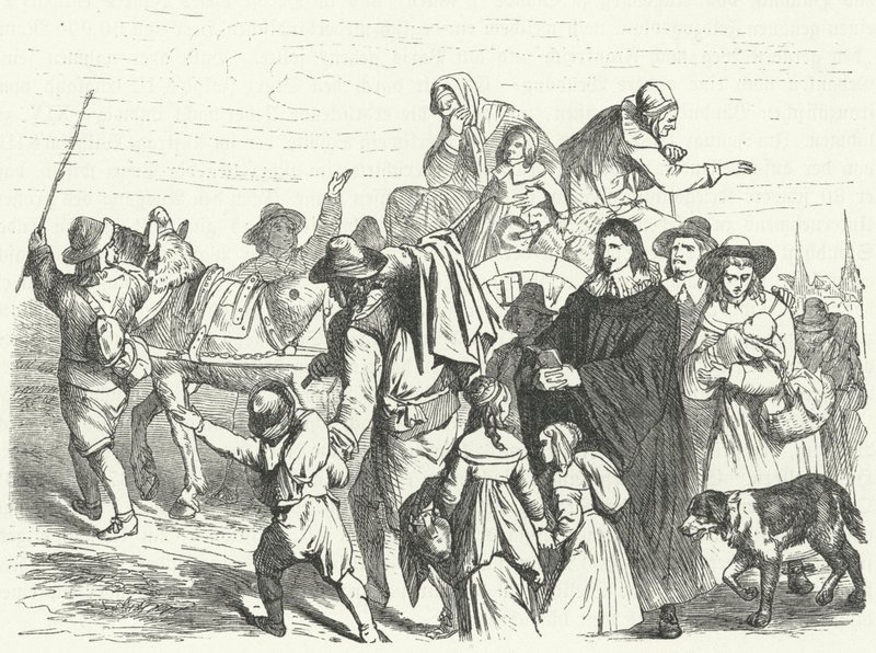 Llegada de inmigrantes hugonotes franceses a Brandeburgo después de que el Gran Elector Federico Guillermo emitiera el Edicto de Potsdam en 1685 (grabado) de German School