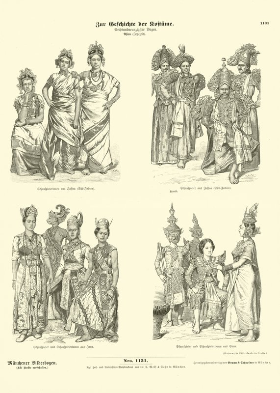 Trajes de actores asiáticos, finales del siglo XIX de German School