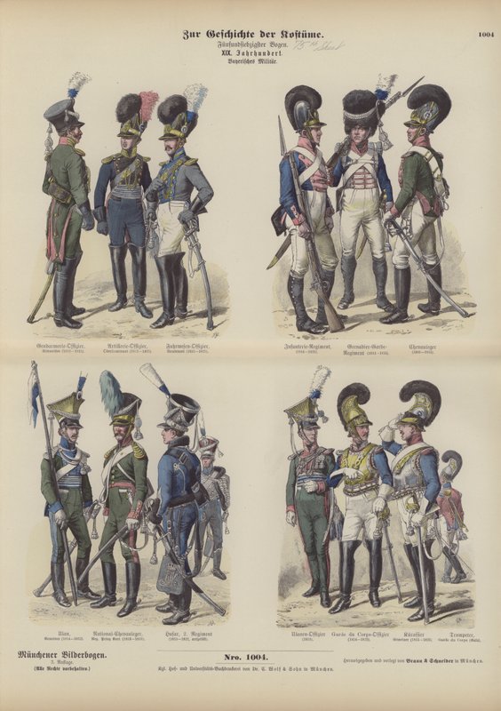 Uniformes militares bávaros, principios del siglo XIX de German School