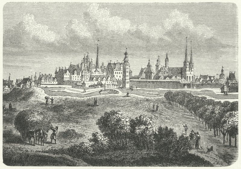 Berlín y Colln en el siglo XVII (grabado) de German School