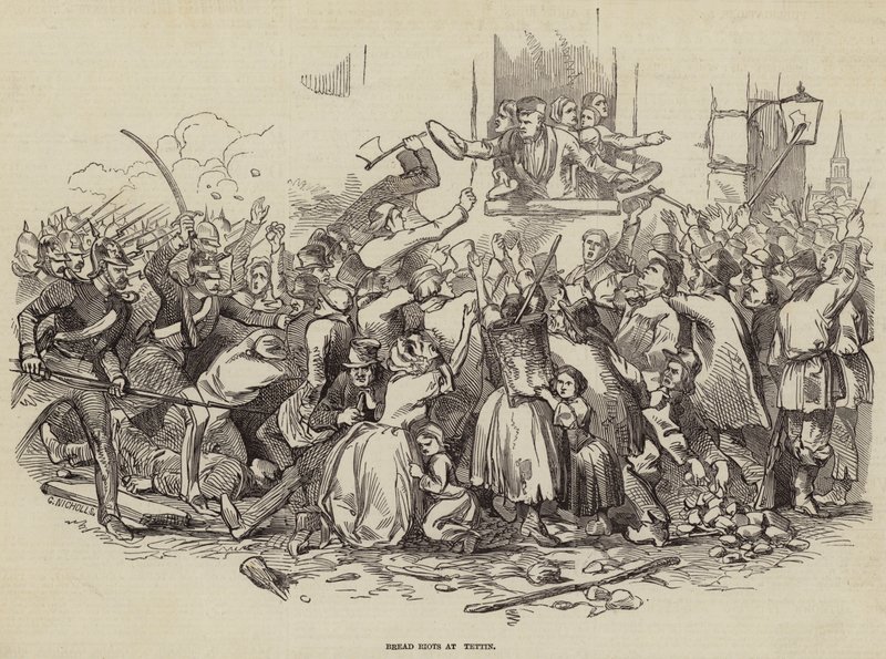 Disturbios por el pan en Stettin, Alemania 24 de abril de 1847 de German School