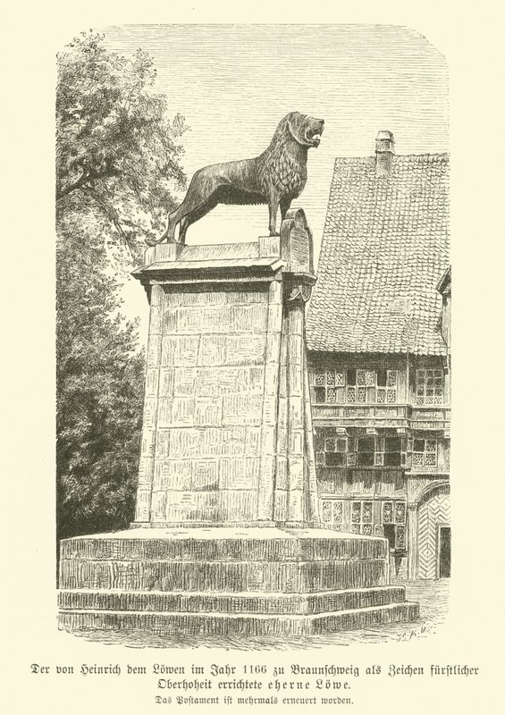 León de bronce erigido por Enrique el León en Brunswick en 1166 de German School