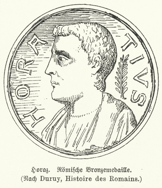 Medalla de bronce que representa al poeta romano Horacio de German School
