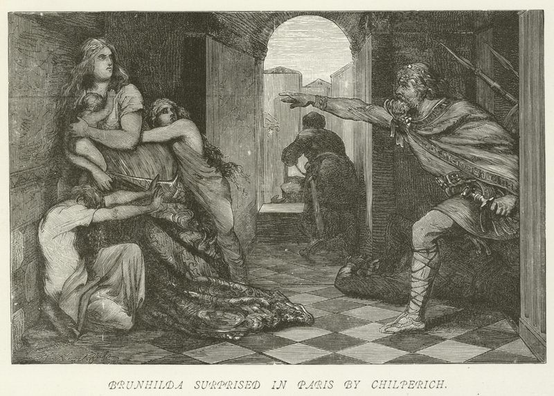 Brunilda sorprendida en París por Chilperico de German School