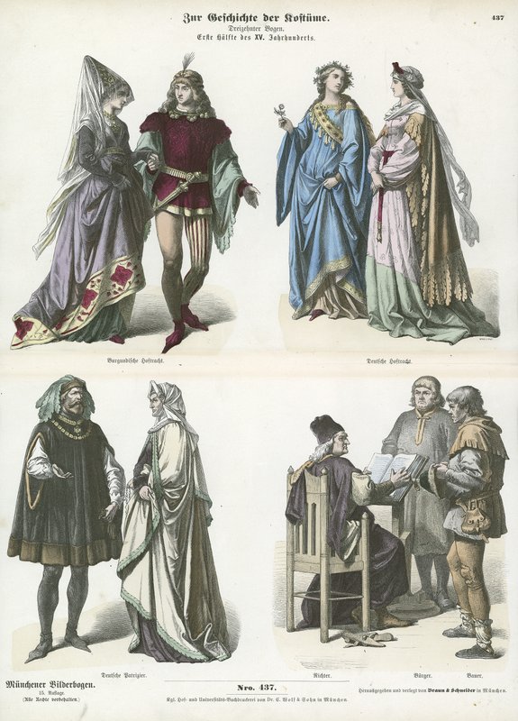 Trajes borgoñones y alemanes, primera mitad del siglo XV de German School