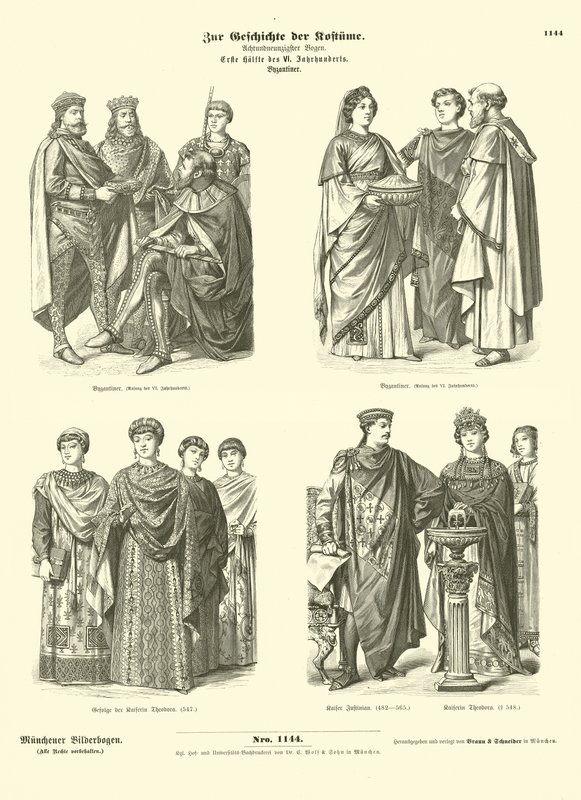 Trajes bizantinos, primera mitad del siglo VI de German School