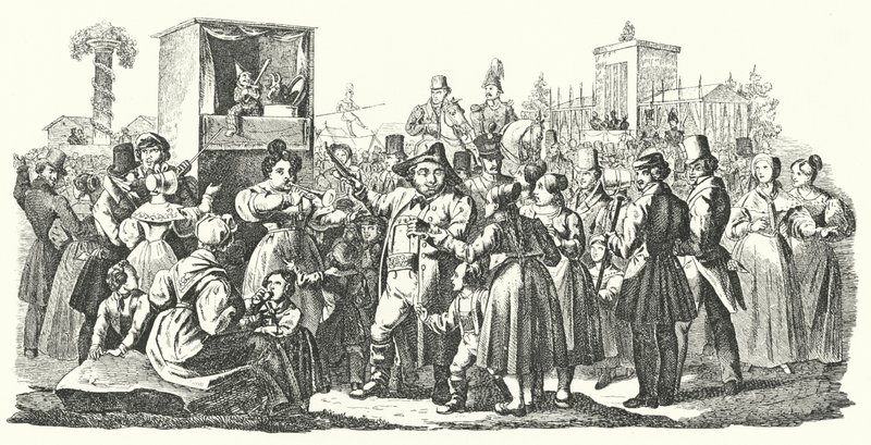 Carnaval en el distrito de Cannstatt de Stuttgart, otoño de 1835 de German School