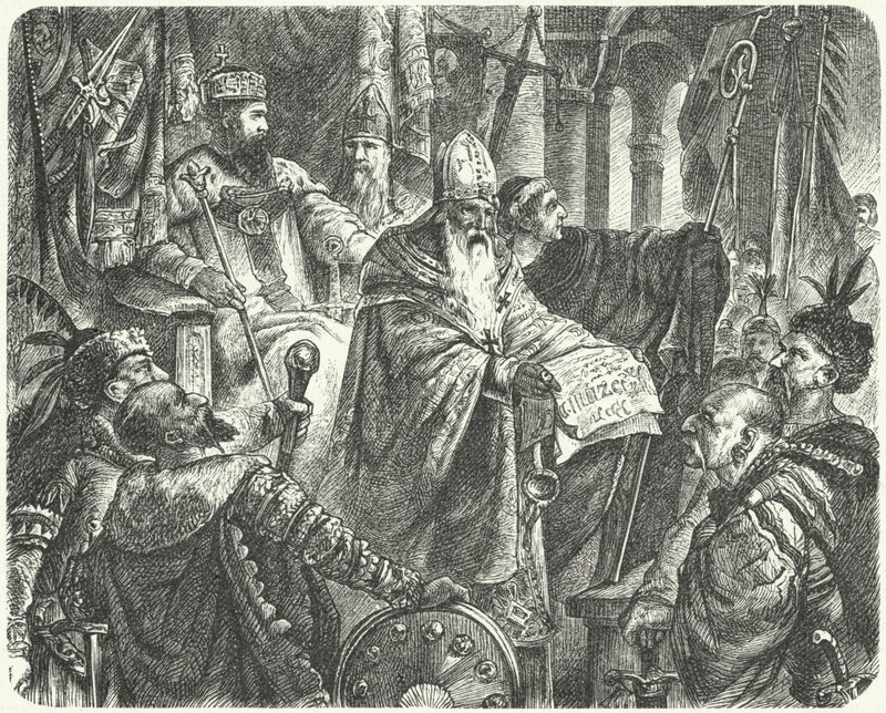 Casimiro III de Polonia proclamando el Estatuto de Wislica de German School