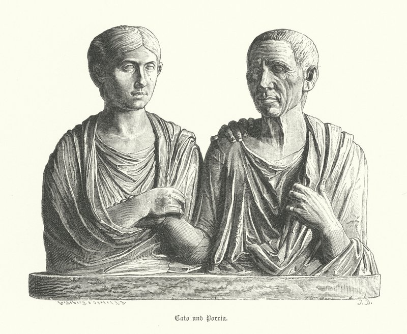 Cato y Porcia, escultura romana antigua de German School