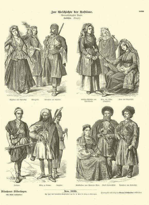 Trajes caucásicos, siglo XIX de German School
