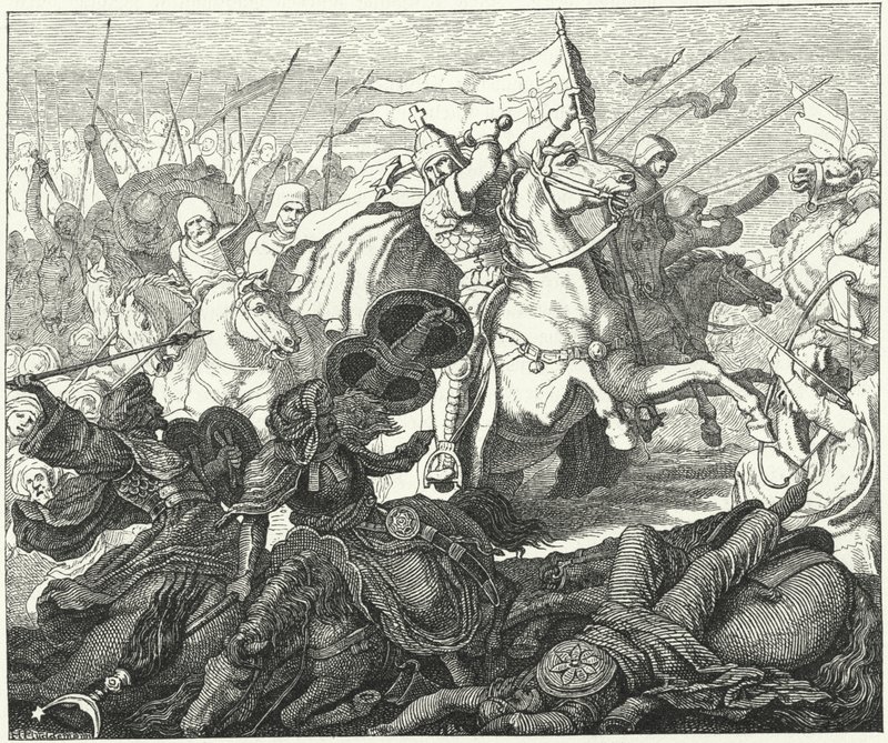 Carlos Martel en la Batalla de Poitiers, 732 de German School