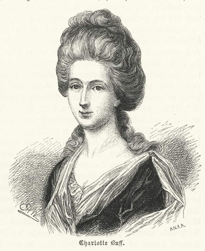Charlotte Buff, conocida juvenil y objeto del amor de Johann Wolfgang Goethe de German School