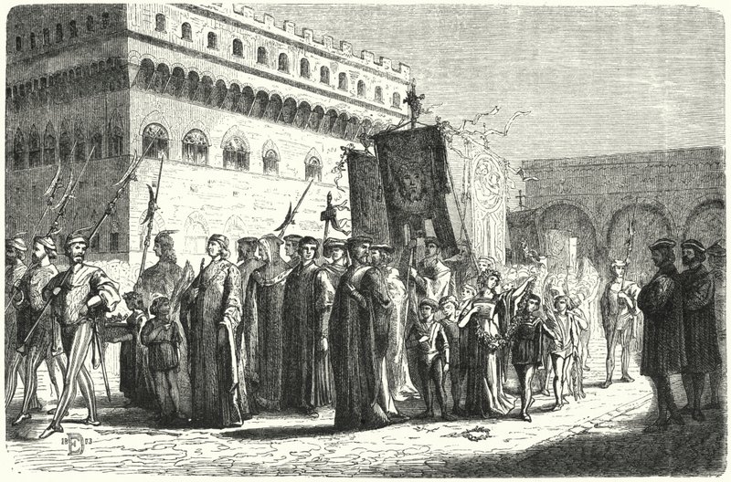Procesión infantil en Florencia bajo el gobierno de Girolamo Savonarola de German School