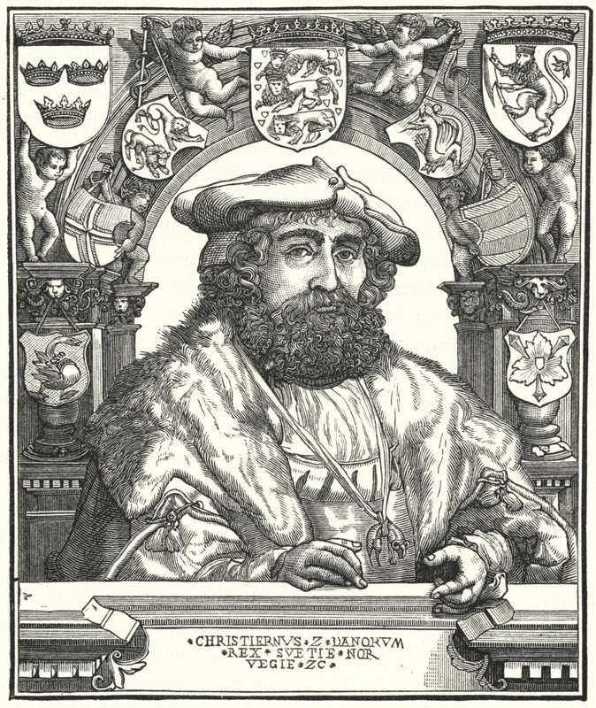 Cristián II, rey de Dinamarca, Noruega y Suecia (grabado) de German School