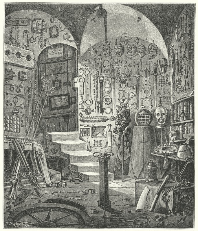 Colección de antigüedades relacionadas con el crimen y el castigo en el castillo de Núremberg de German School