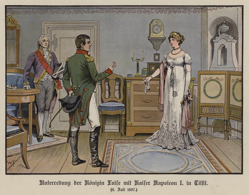 Conversación entre la reina Luisa de Prusia y el emperador Napoleón I en Tilsit, 6 de julio de 1807 de German School