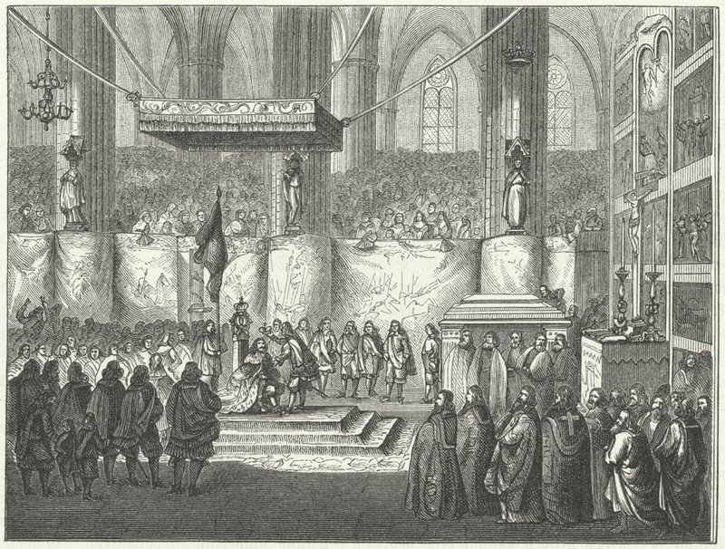 Coronación de Carlos X Gustavo de Suecia en la Catedral de Uppsala de German School