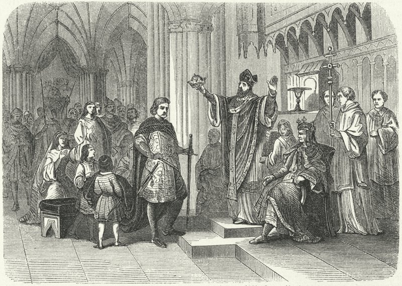 Coronación de Enrique el Joven Rey por Roger, arzobispo de York de German School