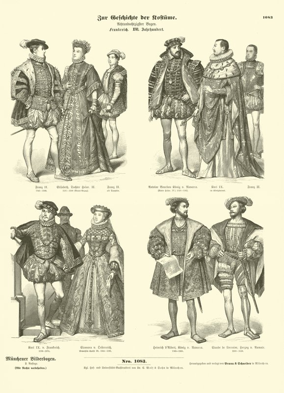 Traje de la realeza y la nobleza francesa, siglo XVI de German School