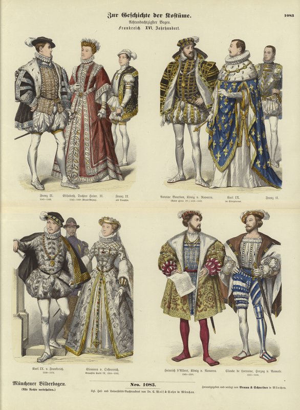 Traje de la realeza y nobleza francesa, siglo XVI de German School