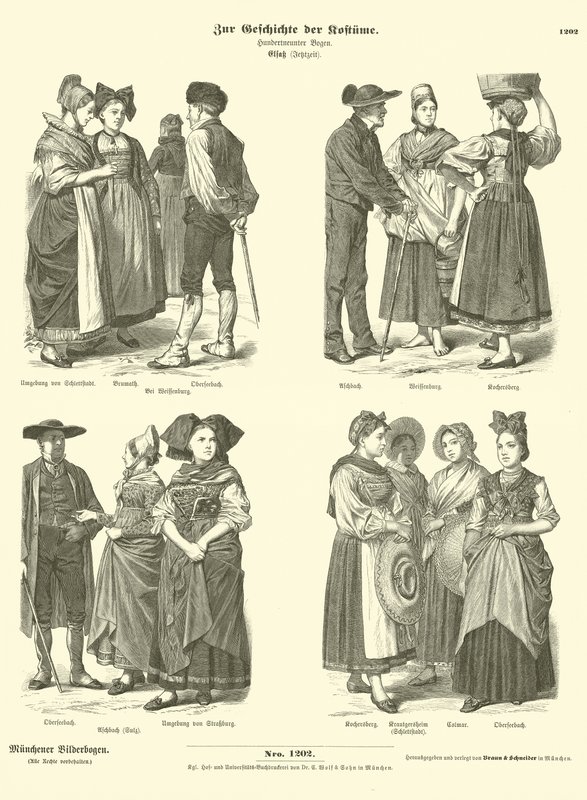 Trajes de Alsacia, siglo XIX de German School
