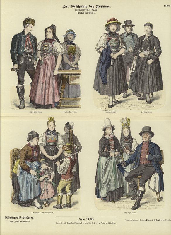 Trajes de Baden, Alemania, siglo XIX de German School