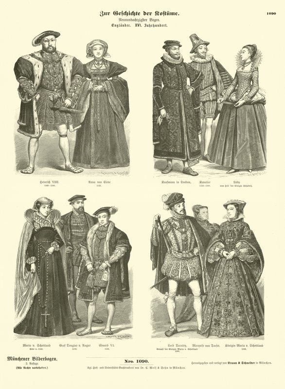 Trajes de la realeza y la nobleza inglesa y escocesa, siglo XVI de German School