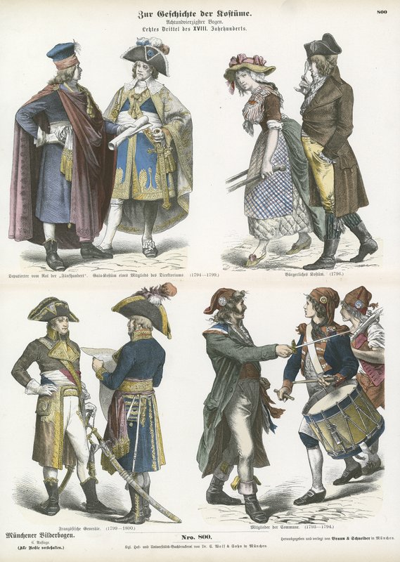 Trajes de la Francia revolucionaria, finales del siglo XVIII de German School